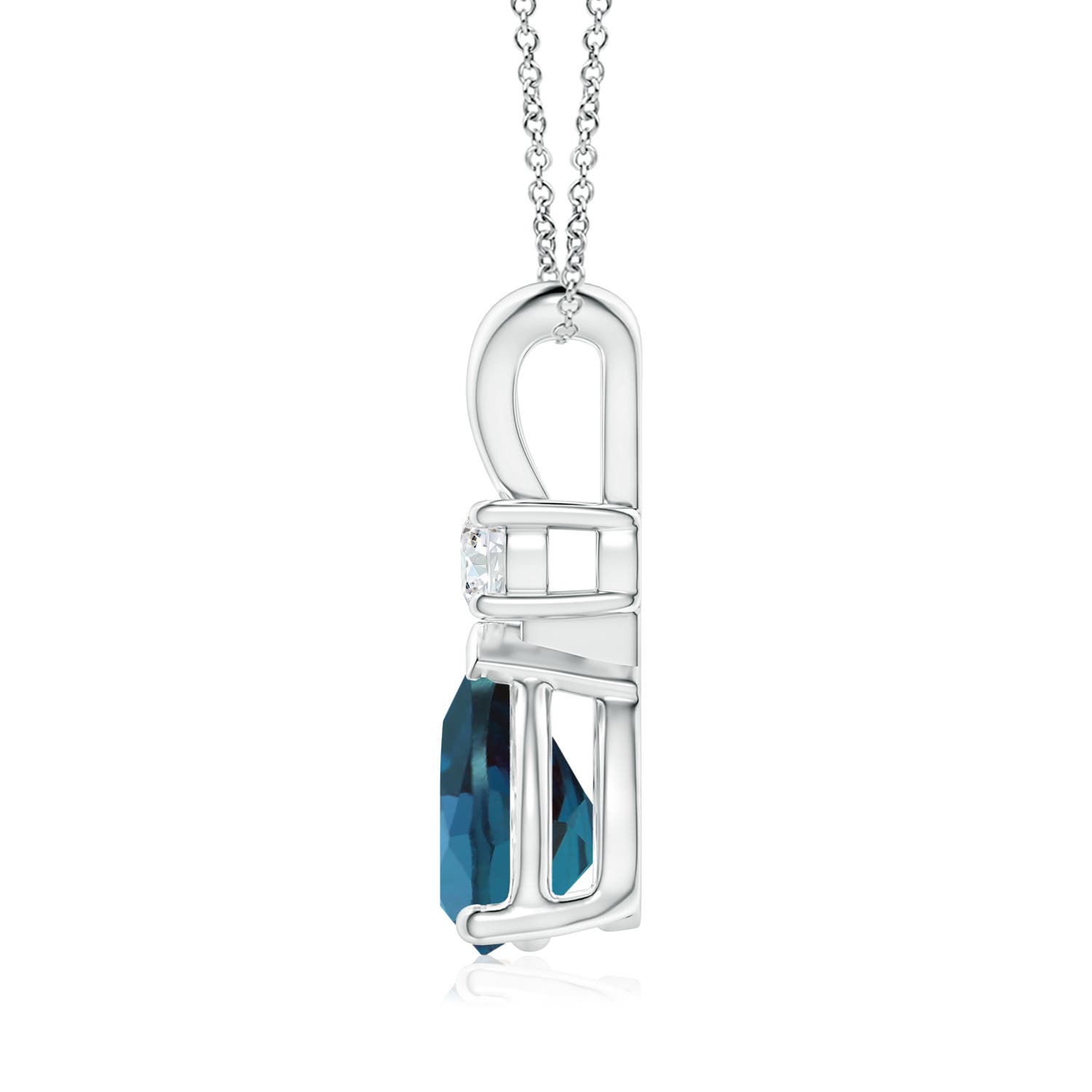 10x7mm Labgrown Lab-Grown Alexandrite Teardrop Pendant with Diamond in P950 Platinum