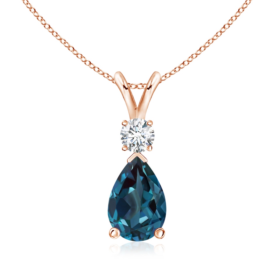 10x7mm Labgrown Lab-Grown Alexandrite Teardrop Pendant with Diamond in Rose Gold 