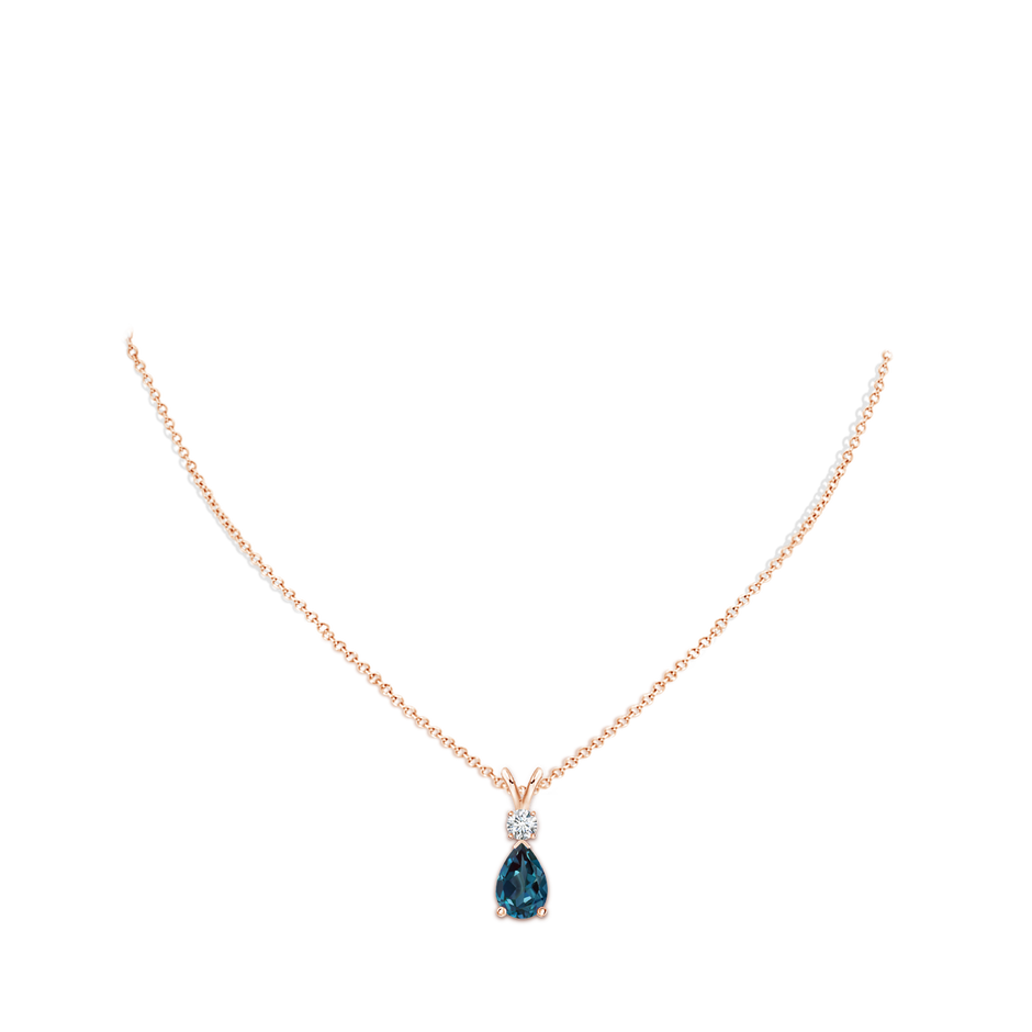 10x7mm Labgrown Lab-Grown Alexandrite Teardrop Pendant with Diamond in Rose Gold pen