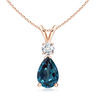 12x8mm Labgrown Lab-Grown Alexandrite Teardrop Pendant with Diamond in 18K Rose Gold