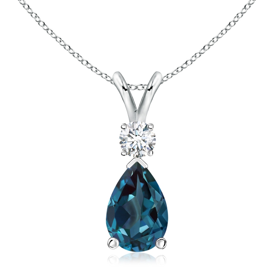 12x8mm Labgrown Lab-Grown Alexandrite Teardrop Pendant with Diamond in White Gold 