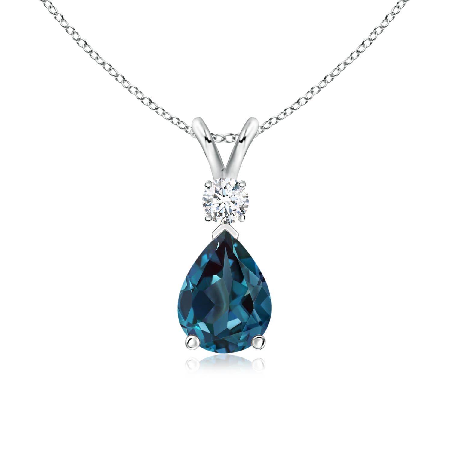 8x6mm Labgrown Lab-Grown Alexandrite Teardrop Pendant with Diamond in 18K White Gold
