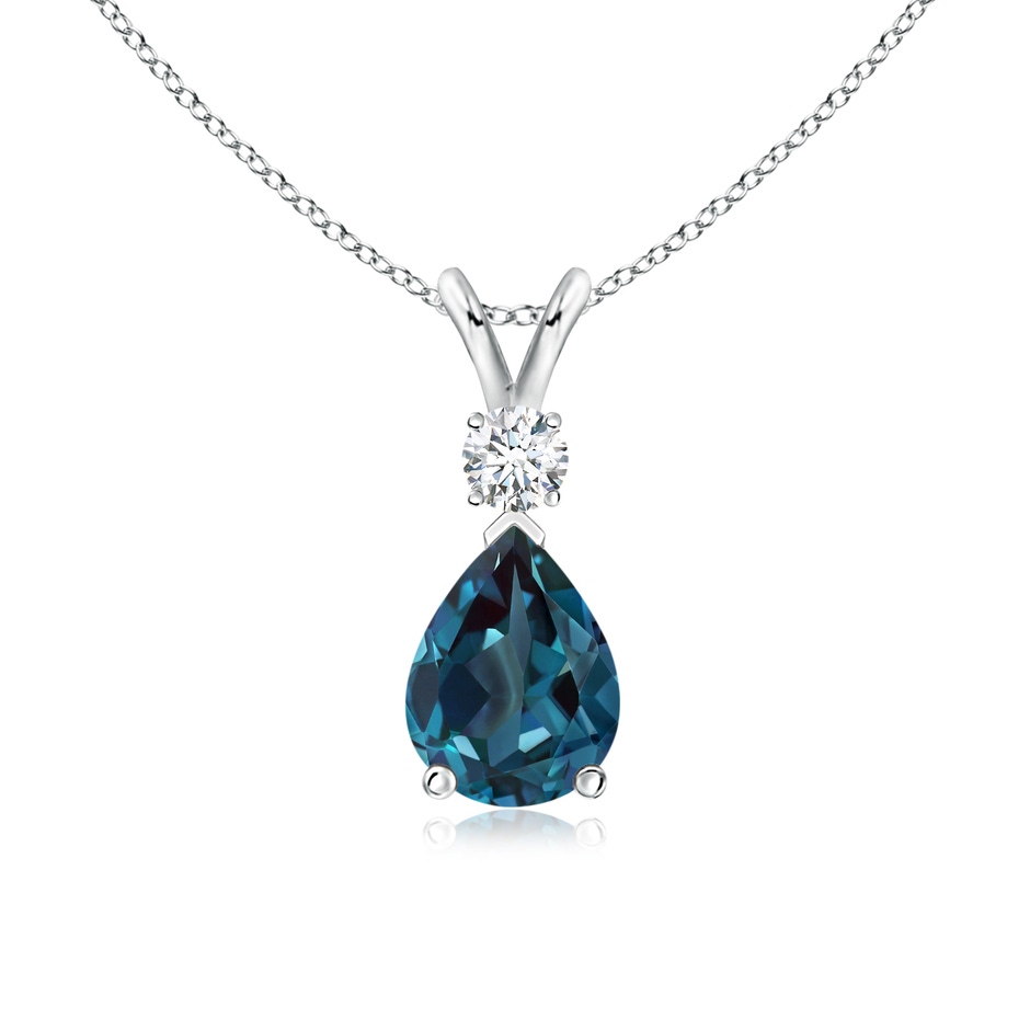 8x6mm Labgrown Lab-Grown Alexandrite Teardrop Pendant with Diamond in White Gold 