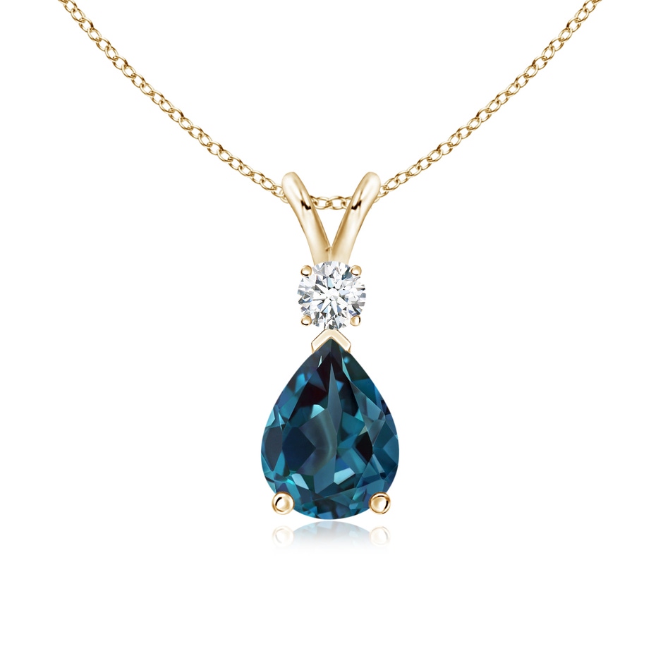 8x6mm Labgrown Lab-Grown Alexandrite Teardrop Pendant with Diamond in Yellow Gold 