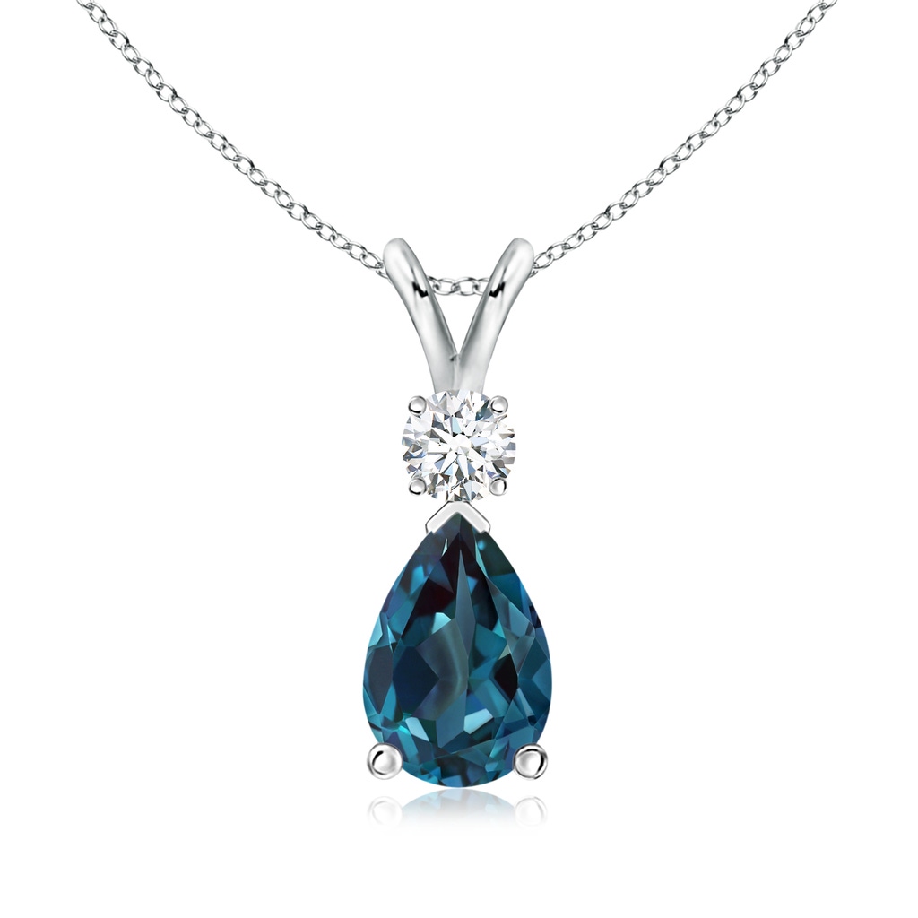 9x6mm Labgrown Lab-Grown Alexandrite Teardrop Pendant with Diamond in White Gold