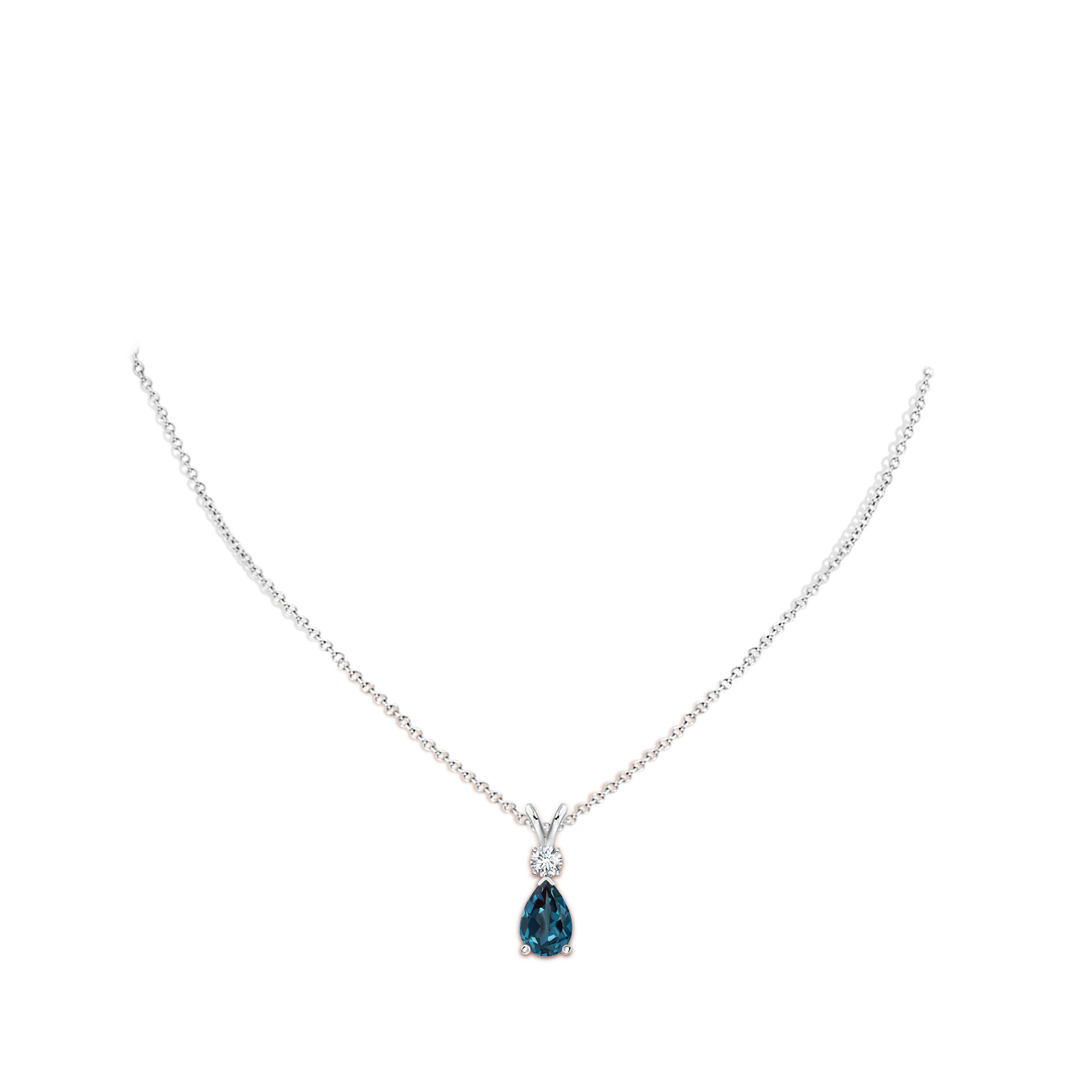9x6mm Labgrown Lab-Grown Alexandrite Teardrop Pendant with Diamond in White Gold - body_neck