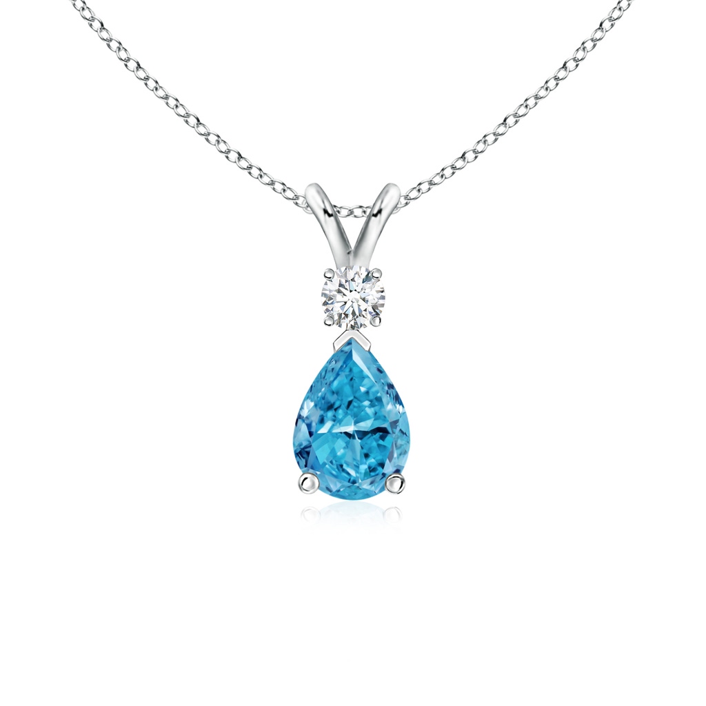 7x5mm Labgrown Lab-Grown Fancy Intense Blue Diamond Teardrop Pendant in P950 Platinum