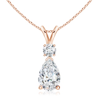 12x8mm FGVS Lab-Grown Diamond Teardrop Pendant with Diamond Accent in 9K Rose Gold