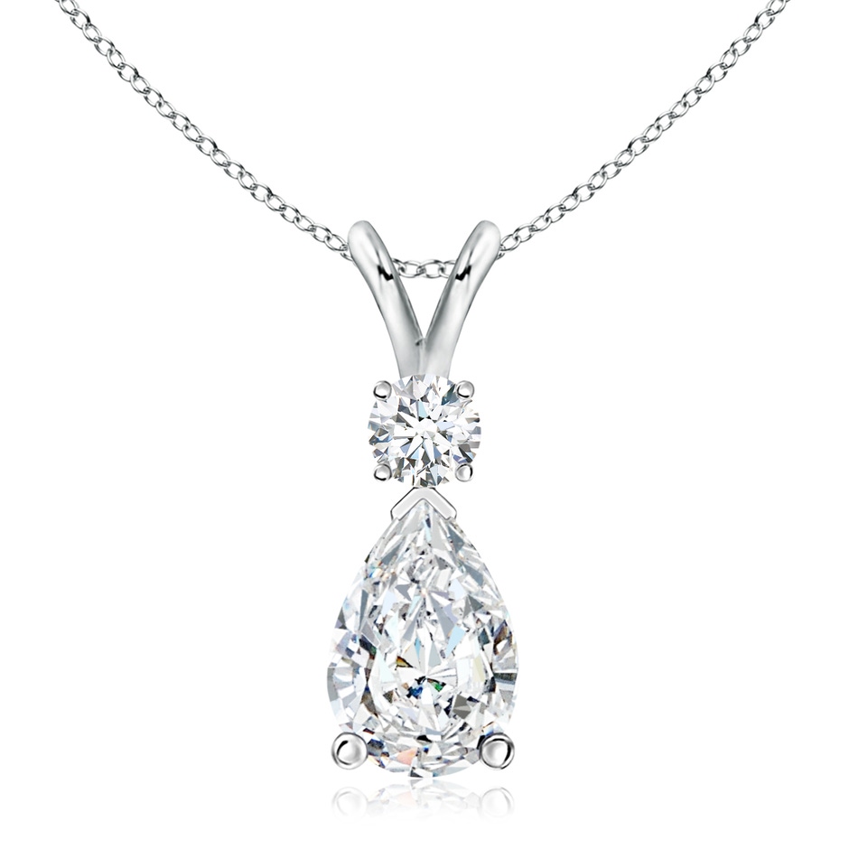 12x8mm FGVS Lab-Grown Diamond Teardrop Pendant with Diamond Accent in S999 Silver 