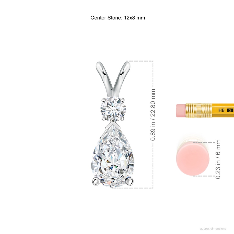 12x8mm FGVS Lab-Grown Diamond Teardrop Pendant with Diamond Accent in S999 Silver ruler