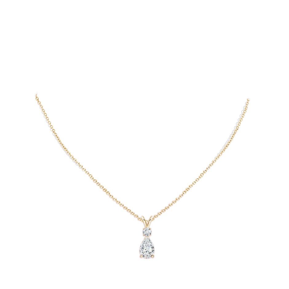 12x8mm FGVS Lab-Grown Diamond Teardrop Pendant with Diamond Accent in Yellow Gold pen