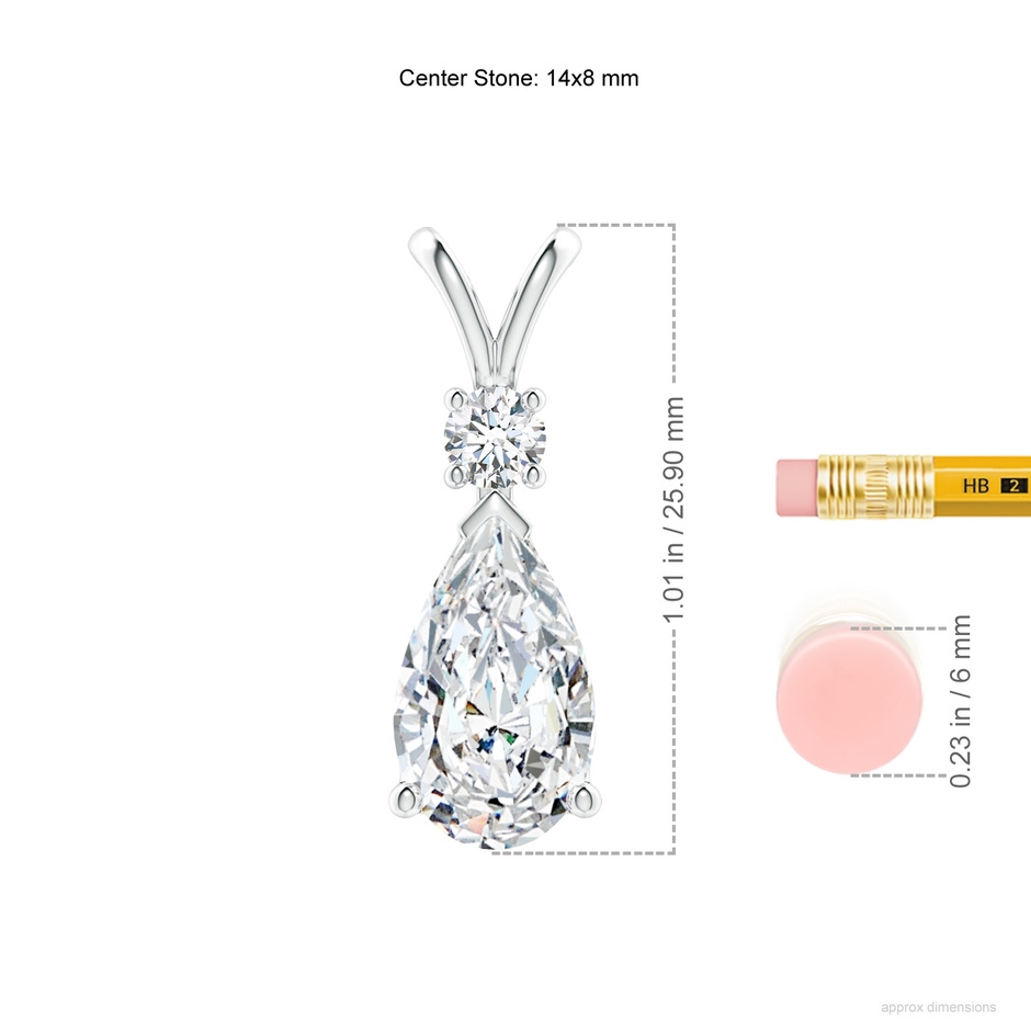 14x8mm FGVS Lab-Grown Diamond Teardrop Pendant with Diamond Accent in P950 Platinum ruler