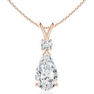 14x8mm FGVS Lab-Grown Diamond Teardrop Pendant with Diamond Accent in Rose Gold