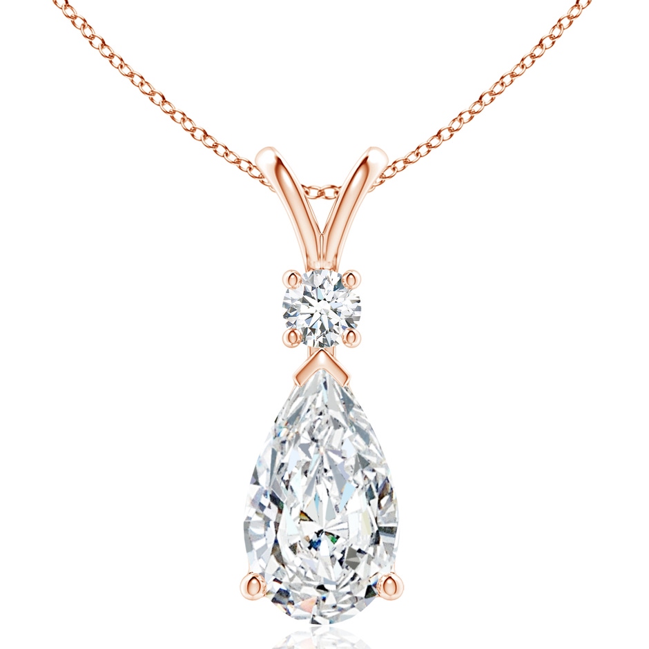 14x8mm FGVS Lab-Grown Diamond Teardrop Pendant with Diamond Accent in Rose Gold 