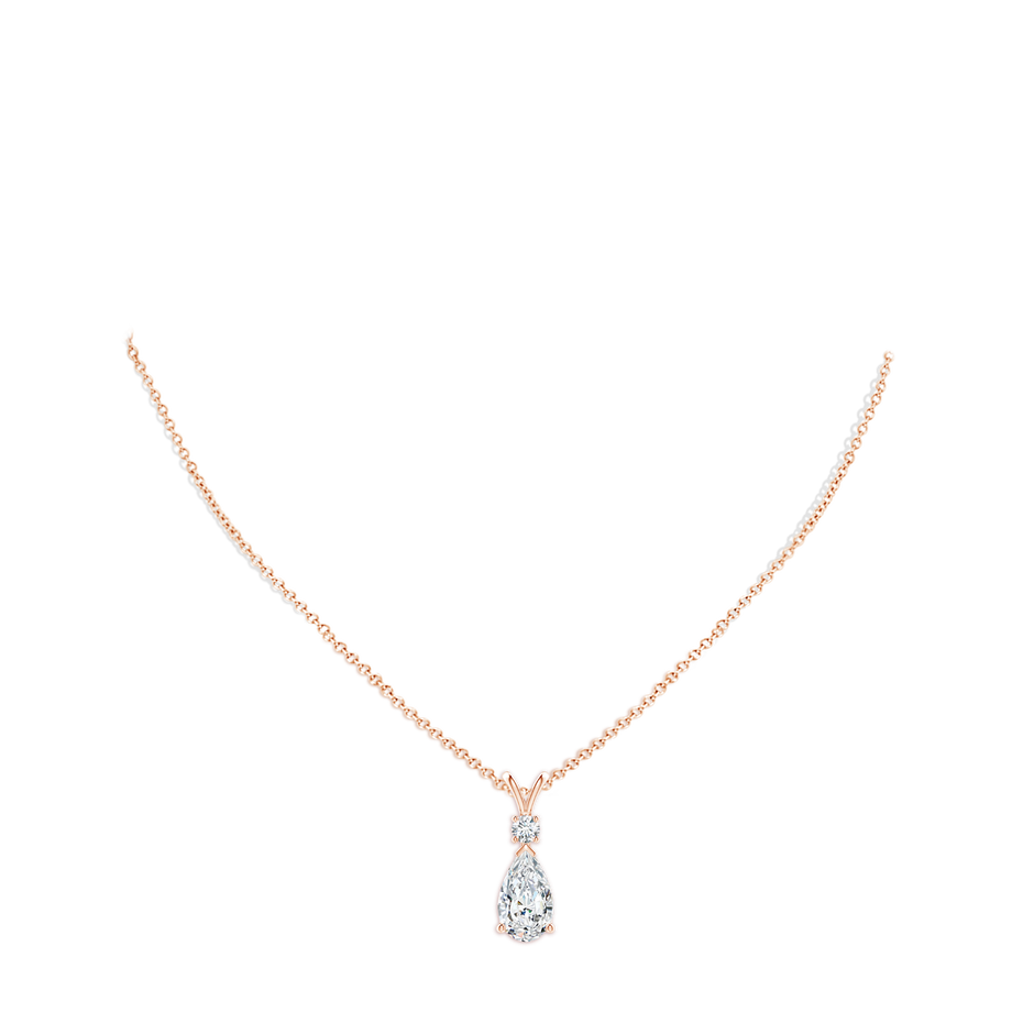 14x8mm FGVS Lab-Grown Diamond Teardrop Pendant with Diamond Accent in Rose Gold pen