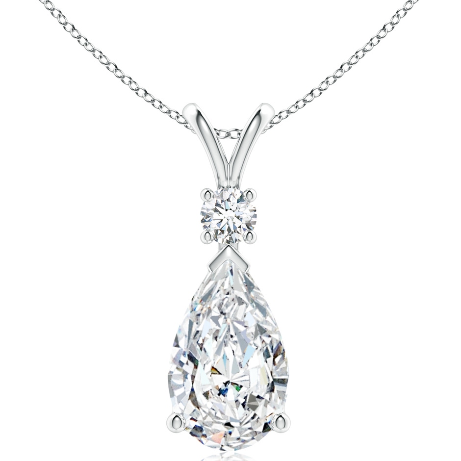 15x9mm FGVS Lab-Grown Diamond Teardrop Pendant with Diamond Accent in P950 Platinum 