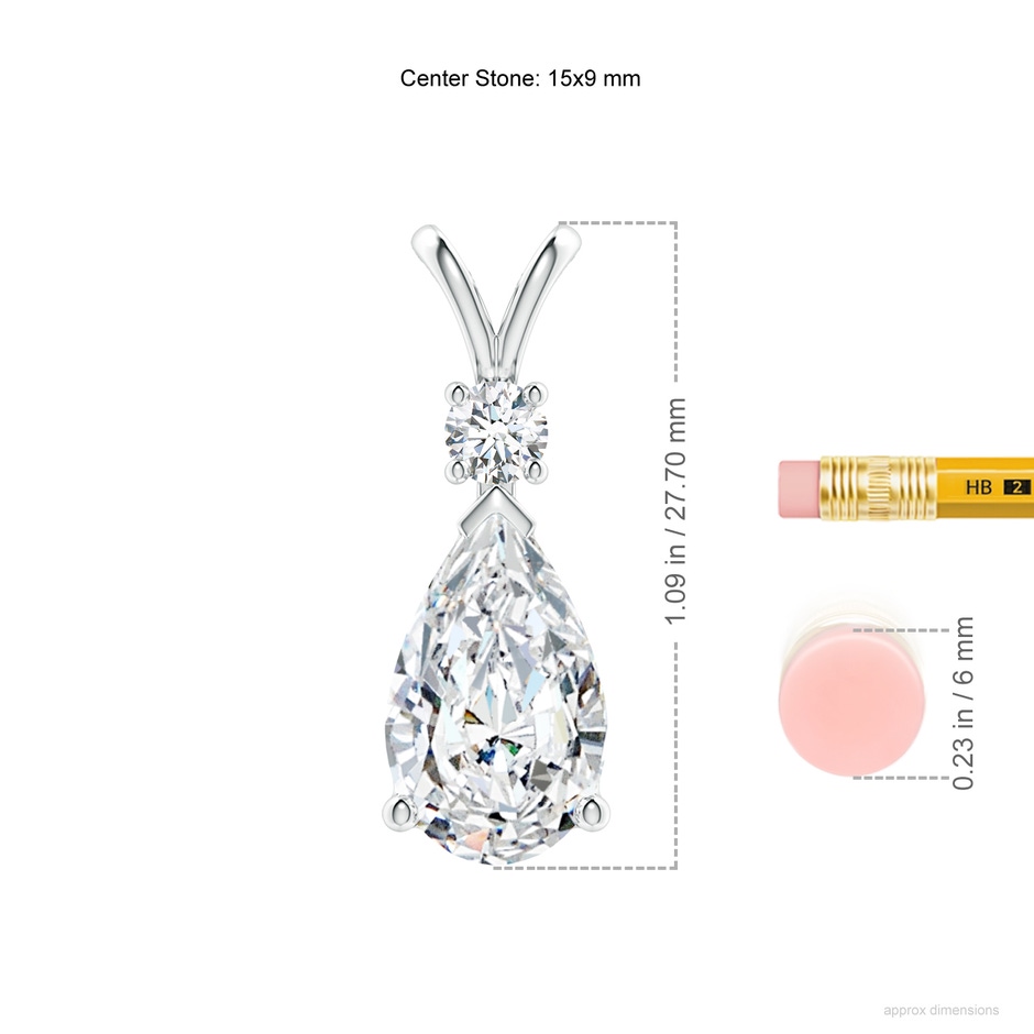 15x9mm FGVS Lab-Grown Diamond Teardrop Pendant with Diamond Accent in P950 Platinum ruler