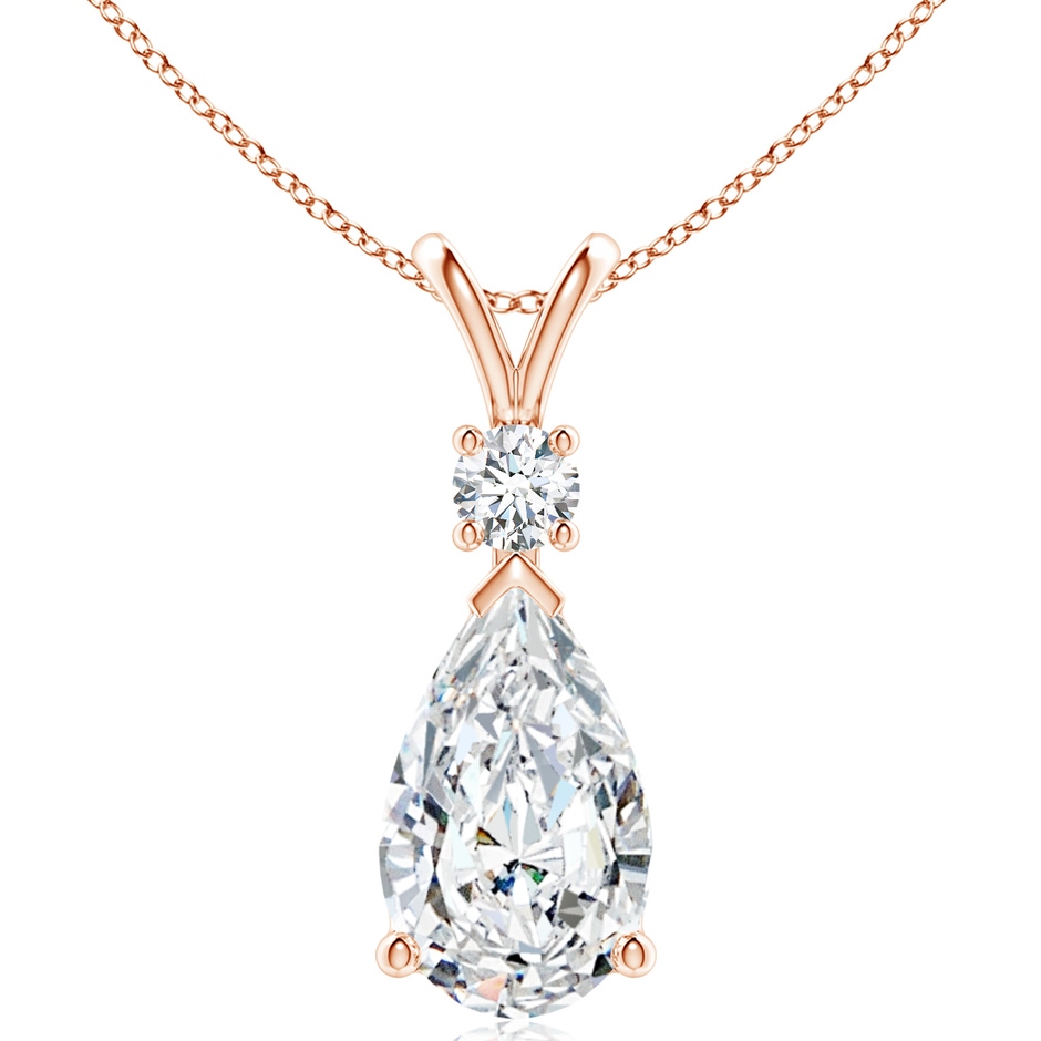 15x9mm FGVS Lab-Grown Diamond Teardrop Pendant with Diamond Accent in Rose Gold 
