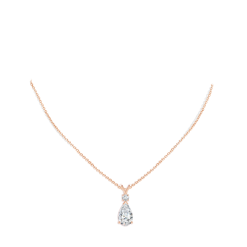 15x9mm FGVS Lab-Grown Diamond Teardrop Pendant with Diamond Accent in Rose Gold pen