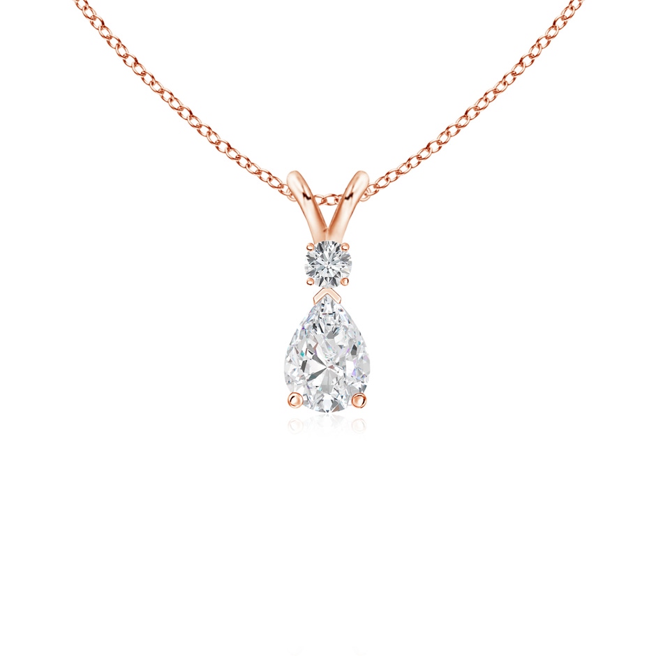6x4mm FGVS Lab-Grown Diamond Teardrop Pendant with Diamond Accent in 18K Rose Gold 