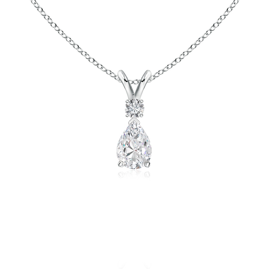6x4mm FGVS Lab-Grown Diamond Teardrop Pendant with Diamond Accent in 18K White Gold 