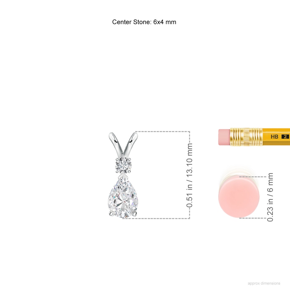 6x4mm FGVS Lab-Grown Diamond Teardrop Pendant with Diamond Accent in 18K White Gold ruler