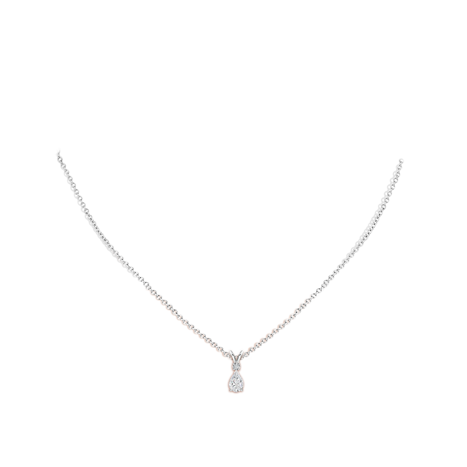 6x4mm FGVS Lab-Grown Diamond Teardrop Pendant with Diamond Accent in 18K White Gold pen