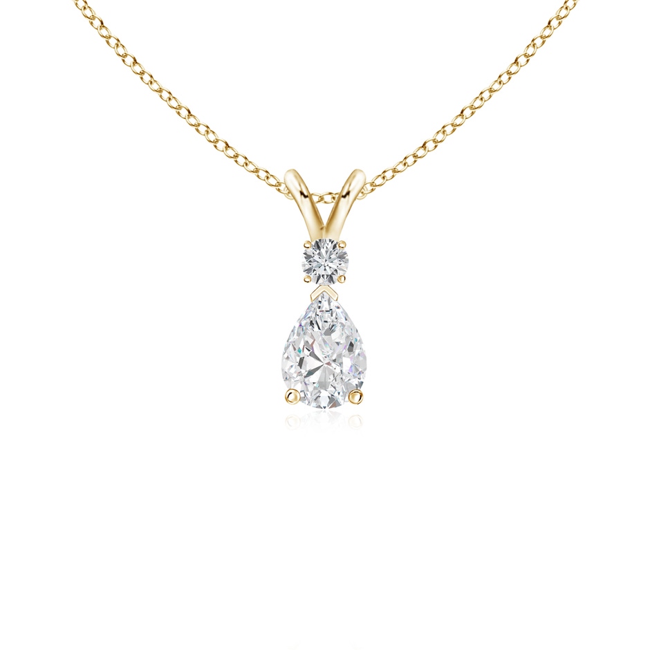 6x4mm FGVS Lab-Grown Diamond Teardrop Pendant with Diamond Accent in 18K Yellow Gold 