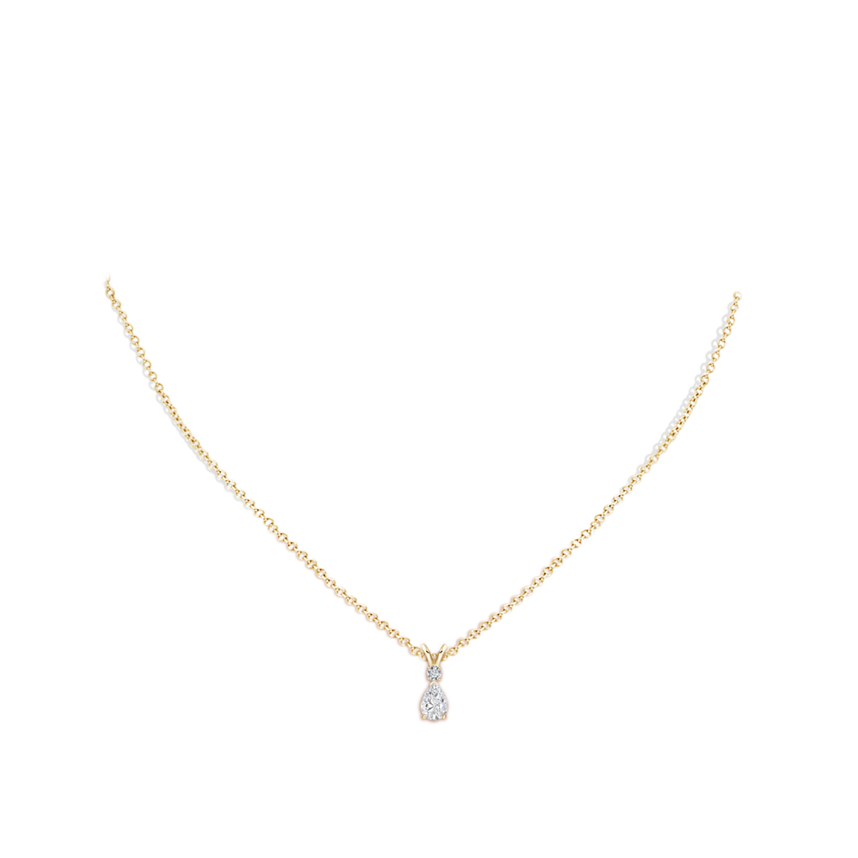 6x4mm FGVS Lab-Grown Diamond Teardrop Pendant with Diamond Accent in 18K Yellow Gold pen