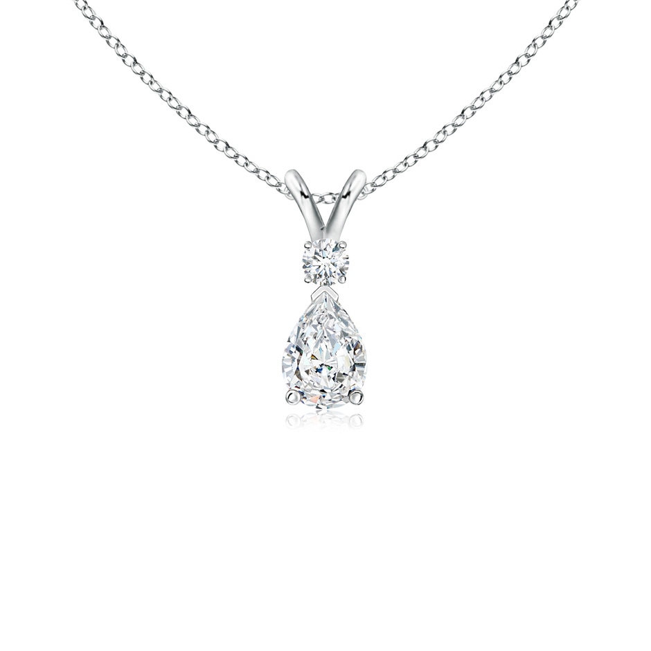 6x4mm FGVS Lab-Grown Diamond Teardrop Pendant with Diamond Accent in S999 Silver 