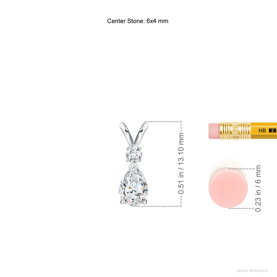 6x4mm FGVS Lab-Grown Diamond Teardrop Pendant with Diamond Accent in S999 Silver ruler