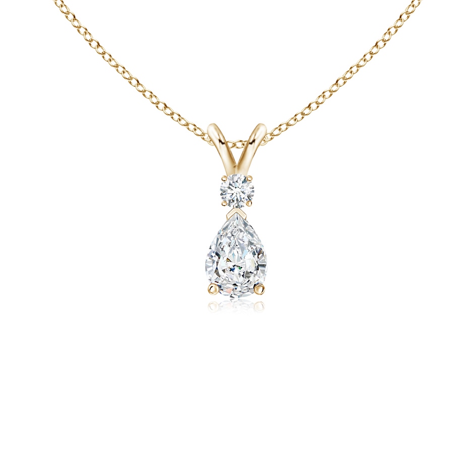 6x4mm FGVS Lab-Grown Diamond Teardrop Pendant with Diamond Accent in Yellow Gold 