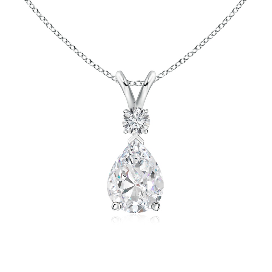 8x5mm FGVS Lab-Grown Diamond Teardrop Pendant with Diamond Accent in 18K White Gold 