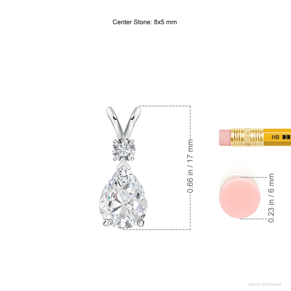 8x5mm FGVS Lab-Grown Diamond Teardrop Pendant with Diamond Accent in 18K White Gold ruler