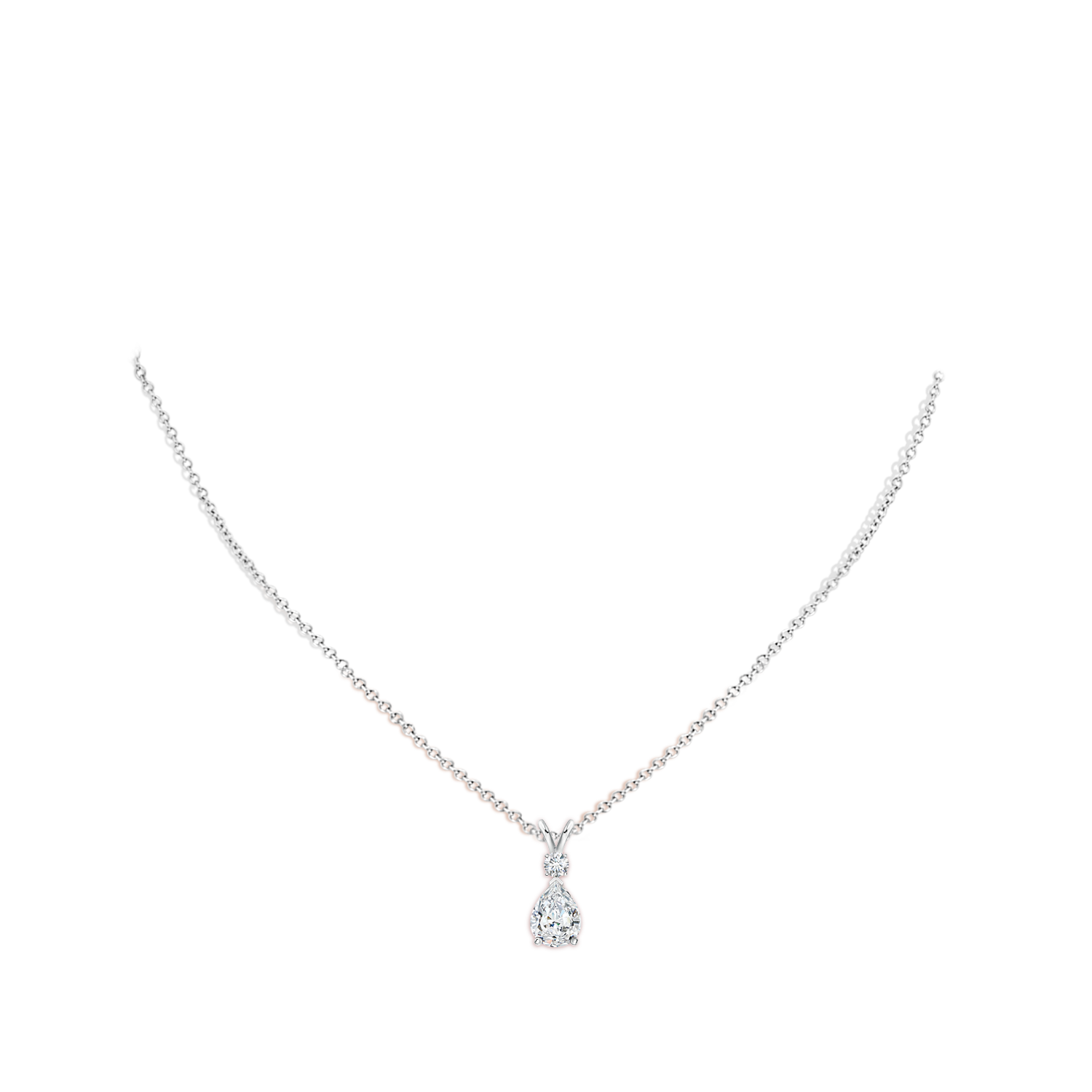 8x5mm FGVS Lab-Grown Diamond Teardrop Pendant with Diamond Accent in White Gold - body_neck