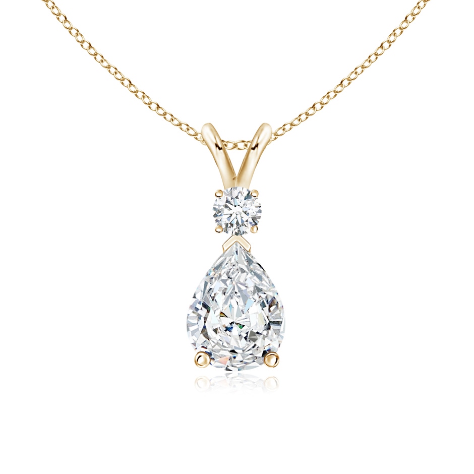 8x5mm FGVS Lab-Grown Diamond Teardrop Pendant with Diamond Accent in Yellow Gold 