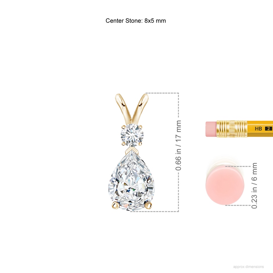8x5mm FGVS Lab-Grown Diamond Teardrop Pendant with Diamond Accent in Yellow Gold ruler