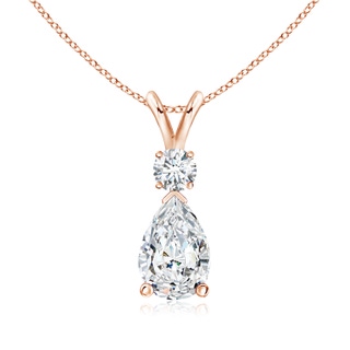 9x7mm FGVS Lab-Grown Diamond Teardrop Pendant with Diamond Accent in 10K Rose Gold