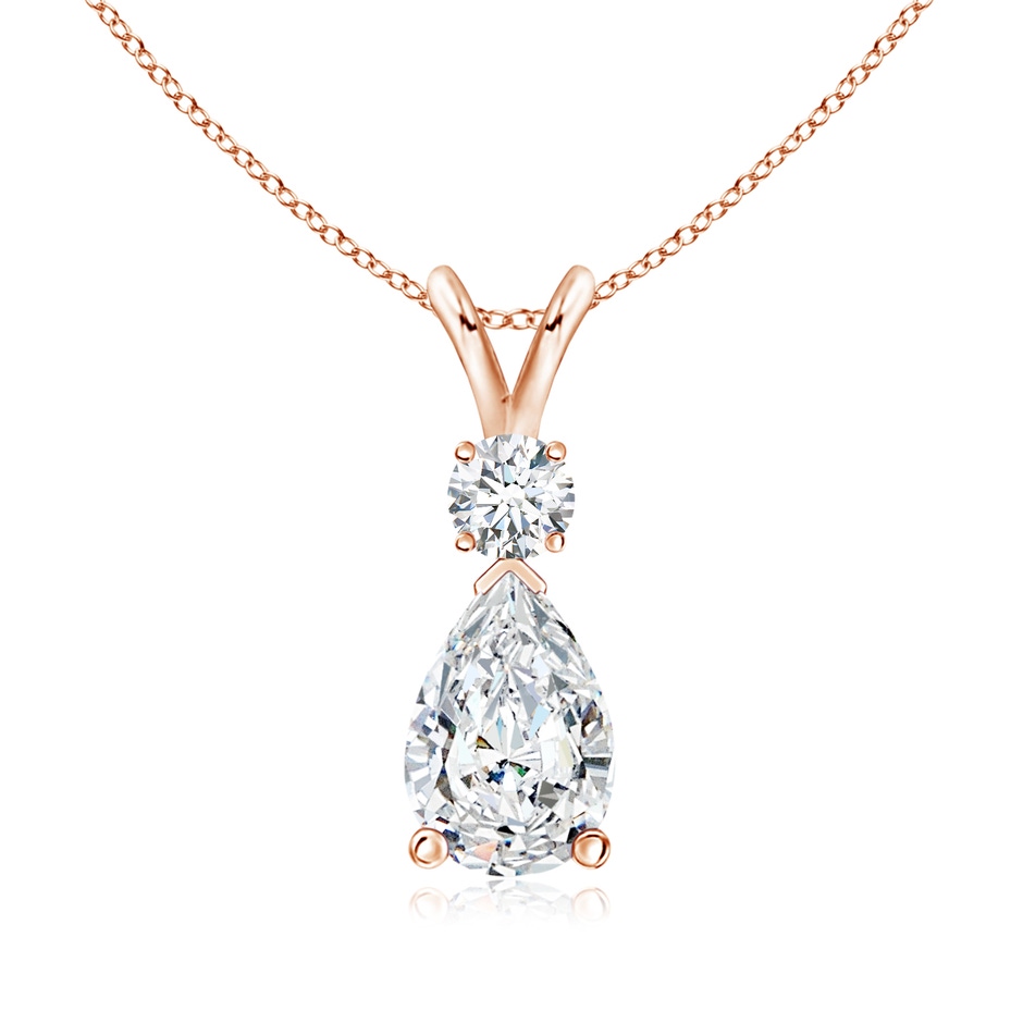 9x7mm FGVS Lab-Grown Diamond Teardrop Pendant with Diamond Accent in Rose Gold 