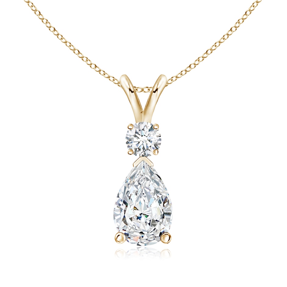 9x7mm FGVS Lab-Grown Diamond Teardrop Pendant with Diamond Accent in Yellow Gold 