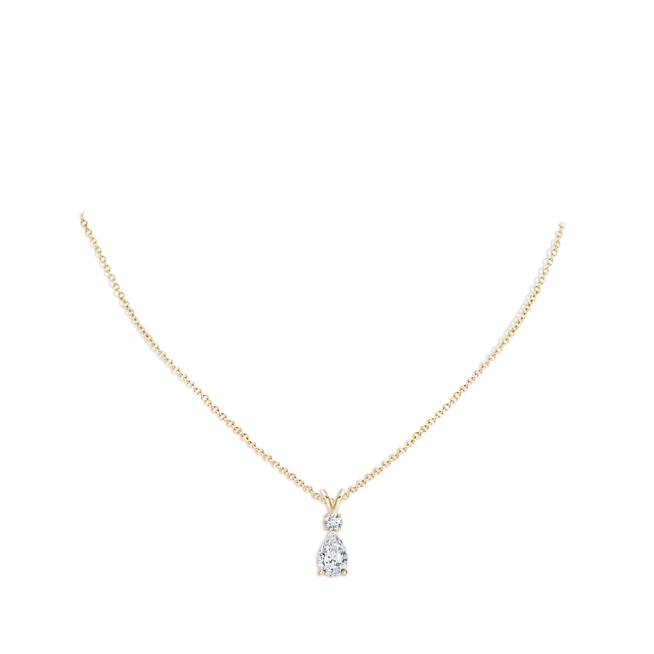 9x7mm FGVS Lab-Grown Diamond Teardrop Pendant with Diamond Accent in Yellow Gold pen