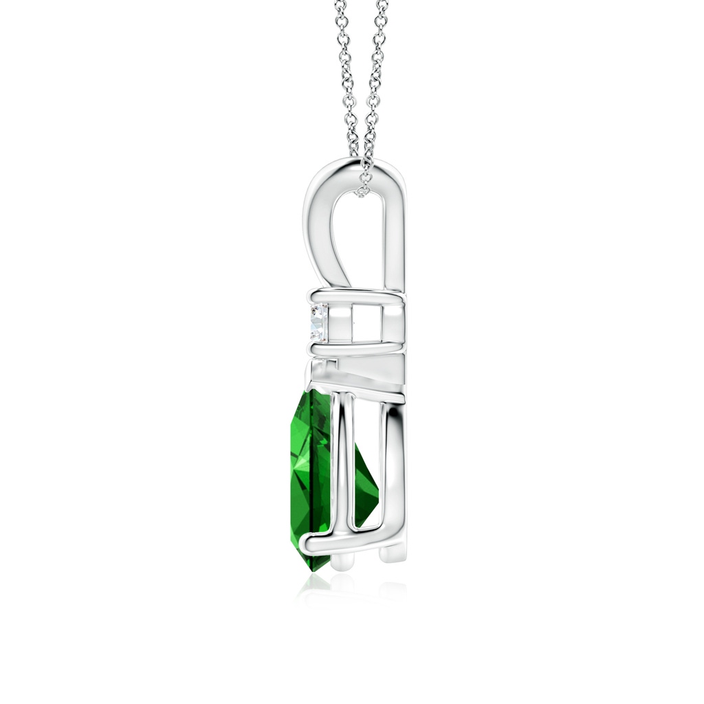 10x8mm Labgrown Lab-Grown Emerald Teardrop Pendant with Diamond in S999 Silver - side 199