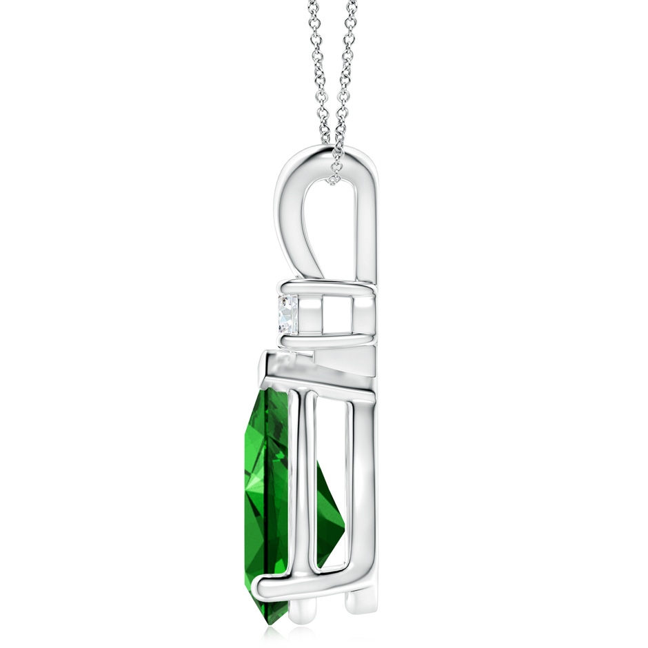 14x10mm Labgrown Lab-Grown Emerald Teardrop Pendant with Diamond in White Gold side 199