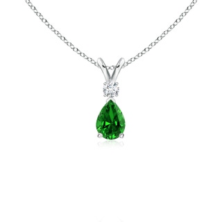 6x4mm Labgrown Lab-Grown Emerald Teardrop Pendant with Diamond in P950 Platinum