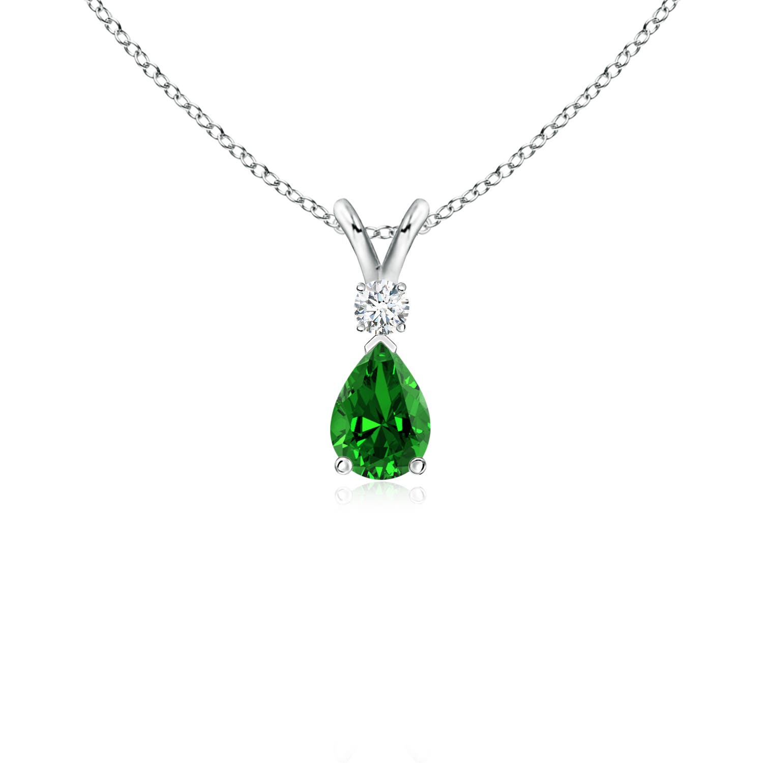 Premium - Lab Grown Emerald / 0.39 CT / 14 KT White Gold