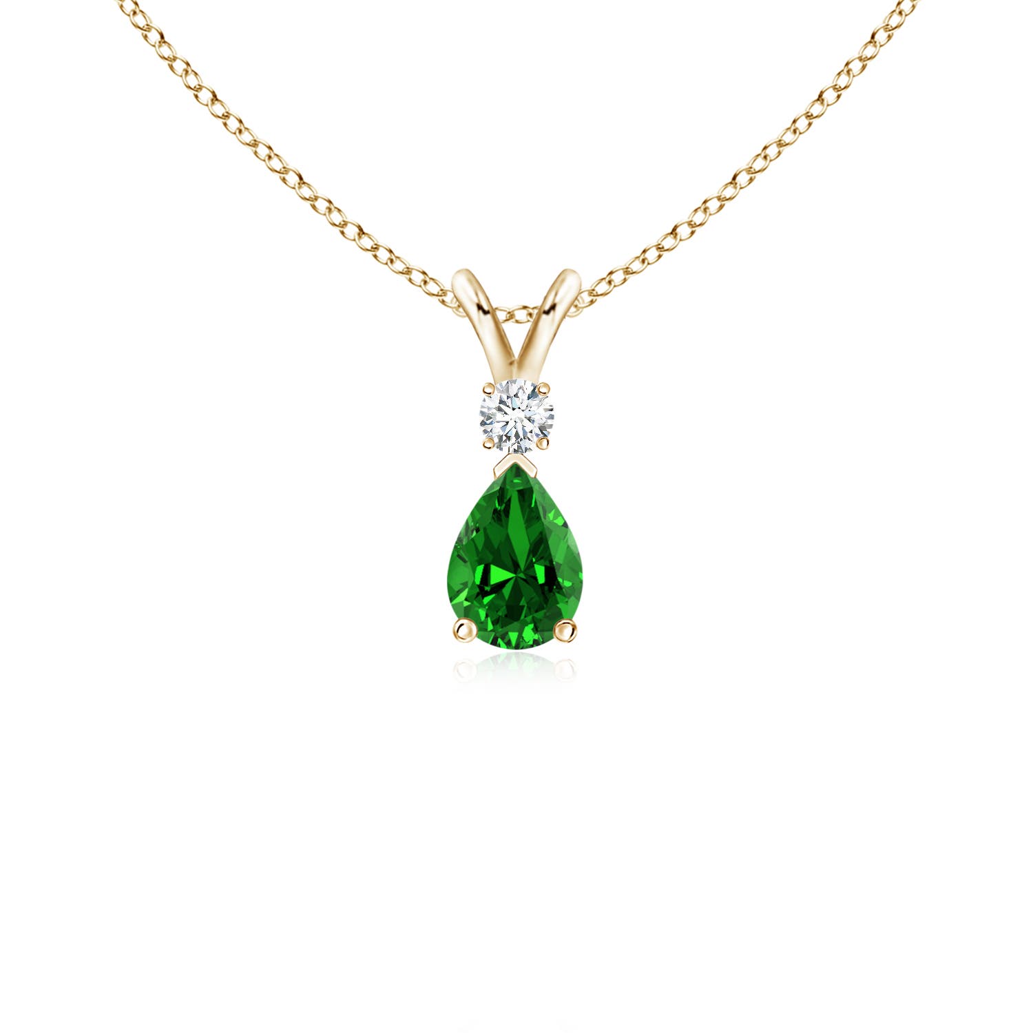 Premium - Lab Grown Emerald / 0.39 CT / 14 KT Yellow Gold