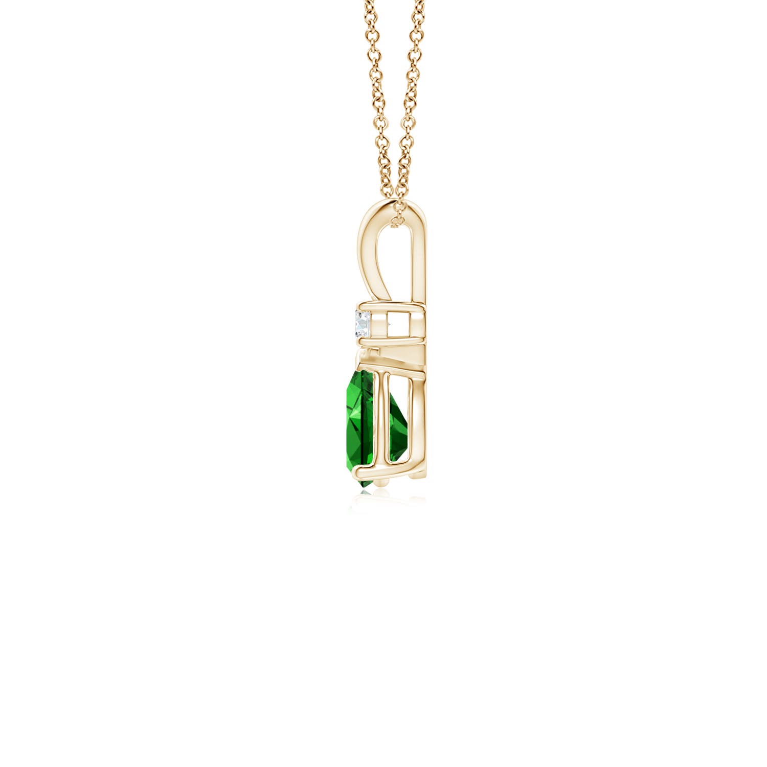 Premium - Lab Grown Emerald / 0.39 CT / 14 KT Yellow Gold