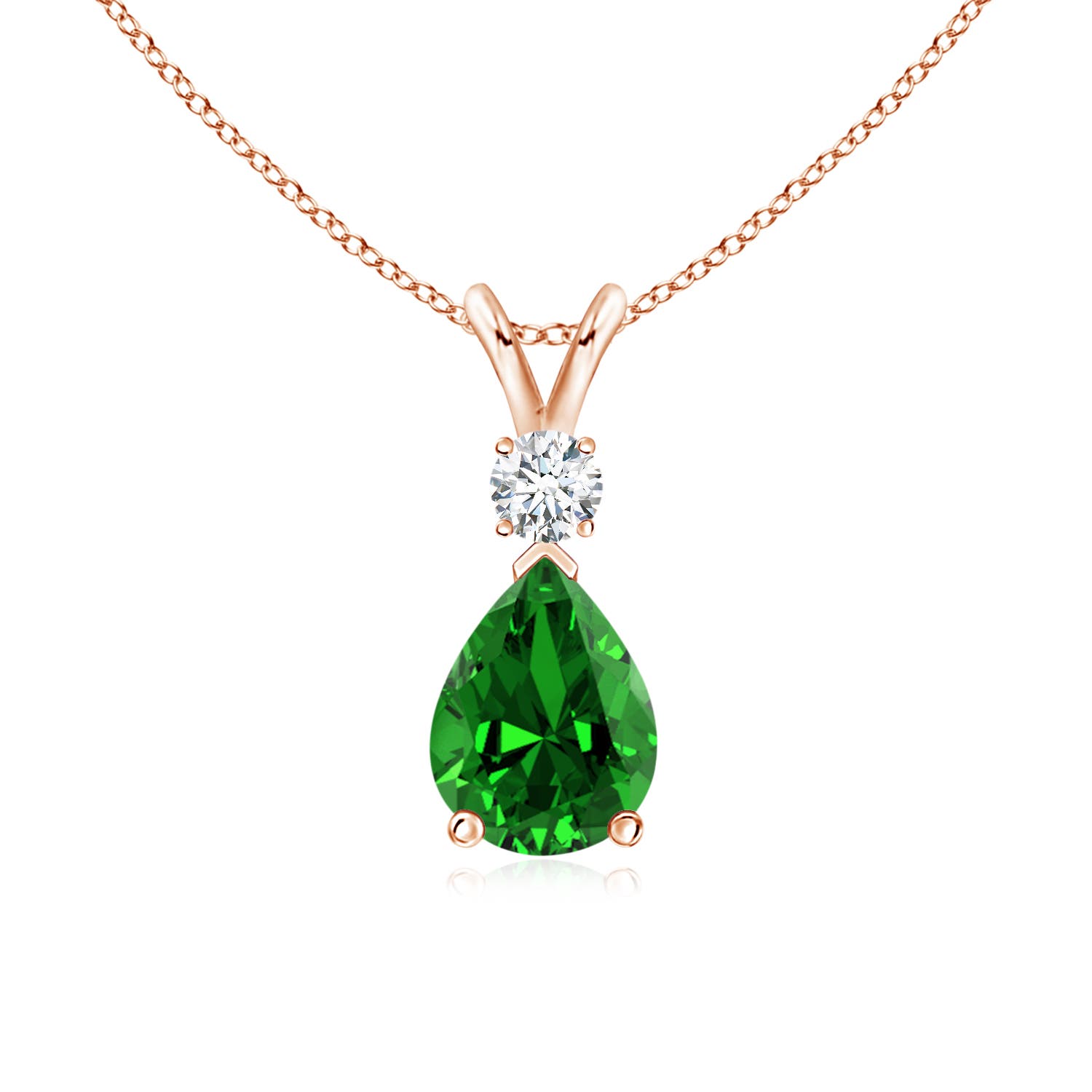 Premium - Lab Grown Emerald / 1.06 CT / 14 KT Rose Gold