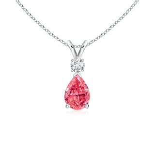 7x5mm Labgrown Lab-Grown Fancy Intense Pink Diamond Teardrop Pendant in P950 Platinum