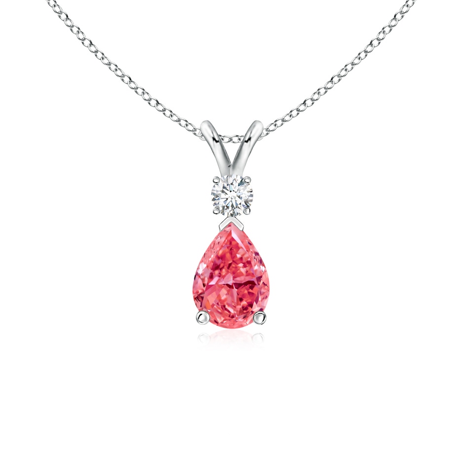 7x5mm Labgrown Lab-Grown Fancy Intense Pink Diamond Teardrop Pendant in P950 Platinum 
